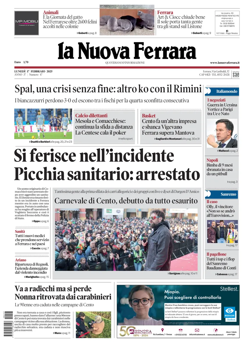 Prima-pagina-nuova ferrara-oggi-edizione-del-2025-02-17